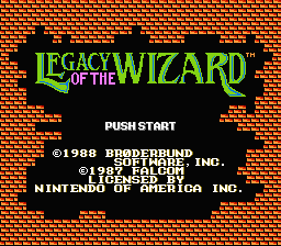 Legacy of the Wizard title screenshot